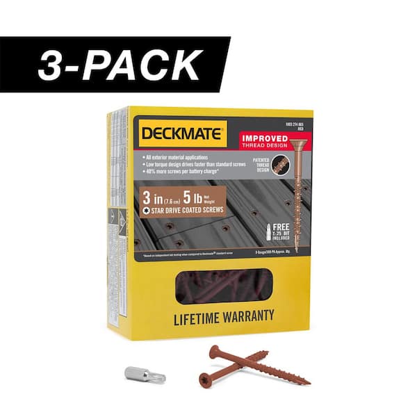 3-Pack #9 x 3 in. Red Star Drive Flat-Head Wood Deck Screw (15 lb / 927-Piece)