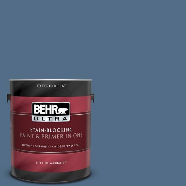 BEHR ULTRA 1 gal. #UL240-20 Sausalito Port Flat Exterior Paint and Primer in One