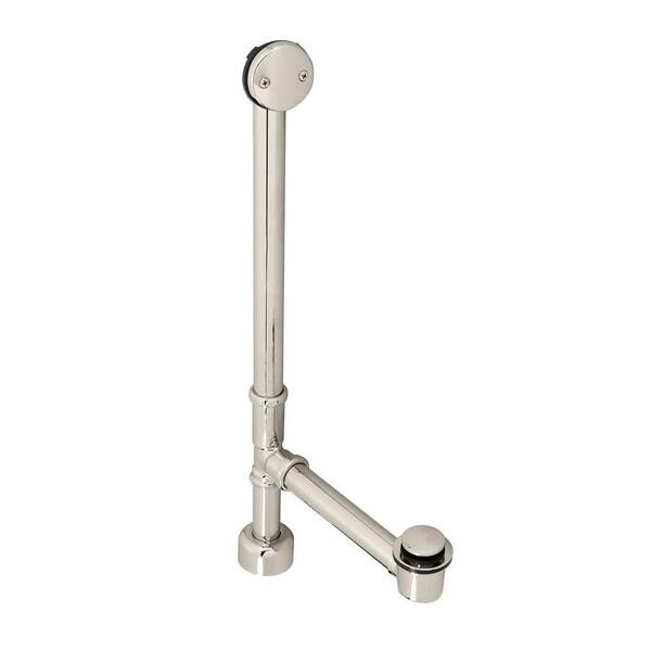 Westbrass All Exposed Fully Finished Tip-Toe Bath Waste and Overflow, Polished Nickel