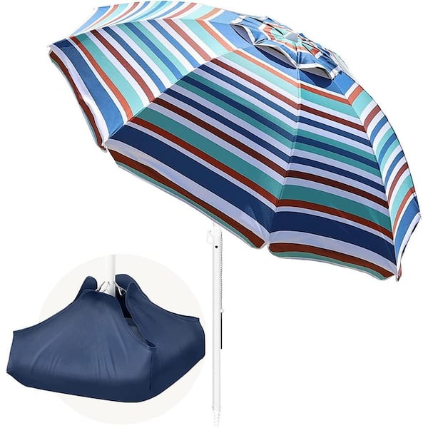 Dyiom Beach Umbrella with Sand Bag 6.5ft Beach Umbrella with Sand ...