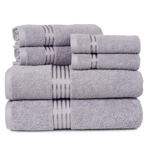 Lavish Home 8 Piece 100% Cotton Plush Bath Towel Set - Blue, 1