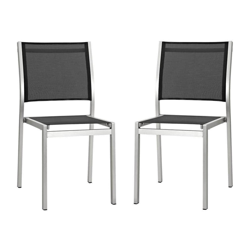 Shoreline Silver Black Modern Outdoor Patio Dining Chair