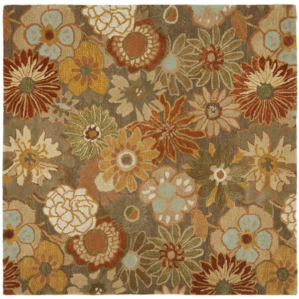 SAFAVIEH Soho Brown/Multi 6 ft. x 6 ft. Square Antique Floral Area Rug