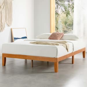 Naturalista Classic 12 in. Solid Wood Platform Bed with Wooden Slats, Easy Assembly, Natural Pine, Full