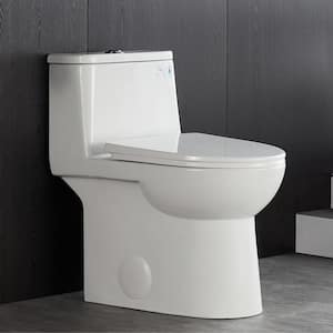 Ursa 12 in. Rough In 1-Piece 1.1/1.6 GPF Dual Flush Elongated ADA Compliant Height Toilet in White with Soft Closed Seat