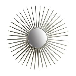 Medium Sunburst Silver Contemporary Mirror (36 in. H x 36 in. W)