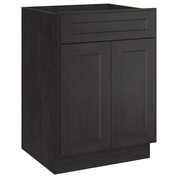 HOMEIBRO 24 in. W x 21 in. D x 34.5 in. H Shaker Charcoal Plywood Ready to Assemble Vanity Base Kitchen Cabinet without Top
