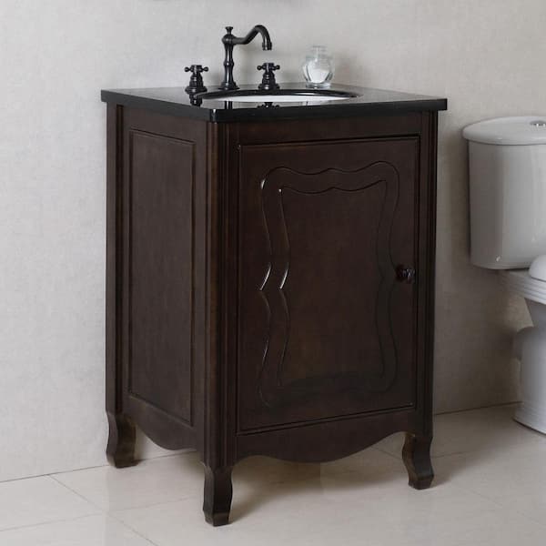 Benton Collection Bayview 24 in. W x 24 in D. x 34 in. H Cream Marble Vanity Top in Brown with Bisque Under Mounted Porcelain Basin Vanity