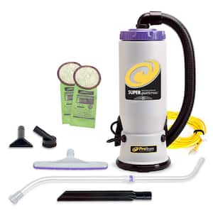 Super QuarterVac 6 Quart Commercial Backpack Vacuum Cleaner with Xover Multi-Surface Telescoping Wand Tool Kit
