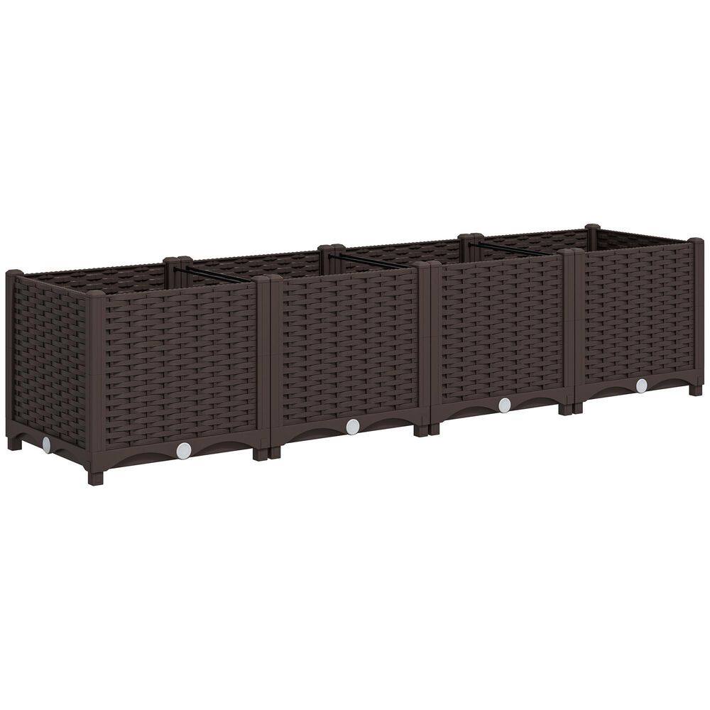 5 x 1 x 1 ft. Raised Garden Bed, Indoor Outdoor Plastic Planter Box with Dr