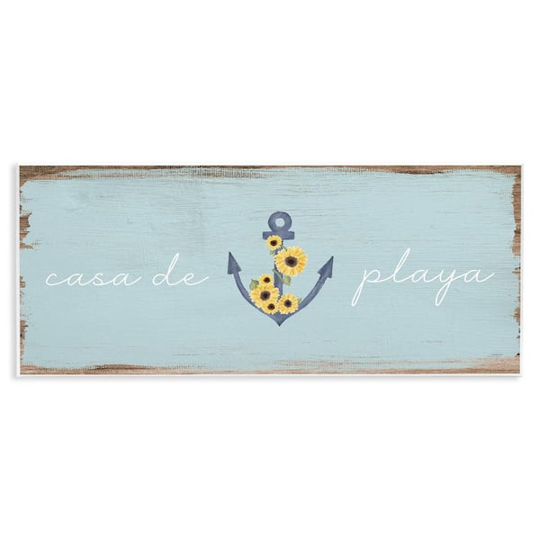 Stupell Industries Beach House with Anchor by Lil' Rue Unframed Wall Plaque Nature Graphic Art Print 7 in. x 17 in.