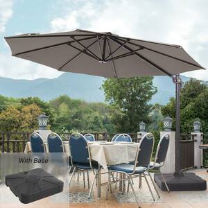 11 ft. Aluminum Cantilever Patio Umbrella with a Base/Stand, Outdoor Offset Hanging 360-Degree Rotation in Gray