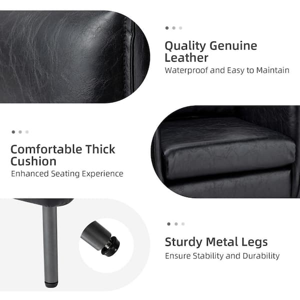 JAYDEN CREATION Hajo 30 in. Black Faux Leather Arm Chair JAYDEN CREATION Hajo 30 in. Black Faux Leather Arm Chair