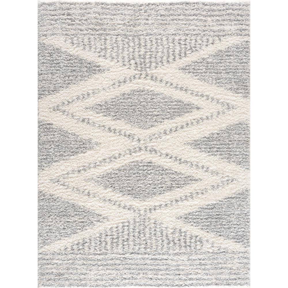 Gray and Cream Shaggy Runner Rug with Plush Pile