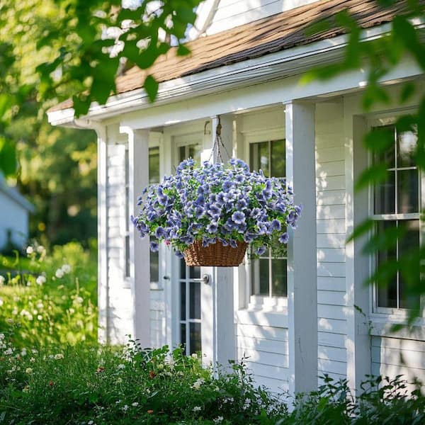 13.8 in. Blue Outdoor Artificial Flower UV Resistant 16-Bundles
