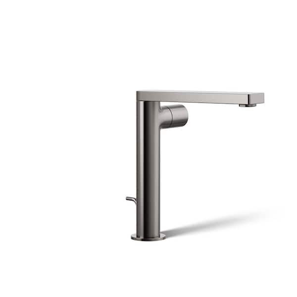 KOHLER Composed Single Hole Single-Handle Tall Vessel Bathroom Faucet with Cylindrical Handle and Drain in Titanium