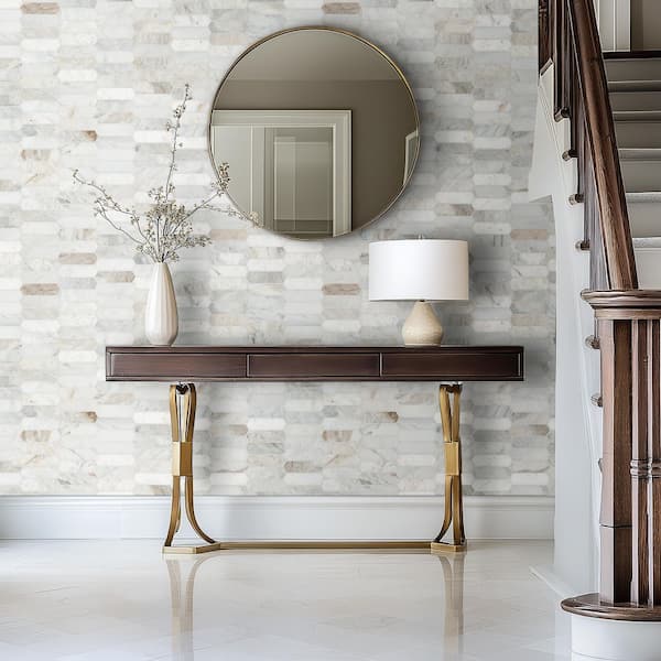 Arabescato Venato White 12x12x0.38 in. Honed Marble Picket Mosaic Sleek Geometric Layout Floor Tile (9.8 sq. ft./Case)