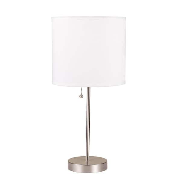 ORE International 19 in. H White Brush Steel Table Lamp
