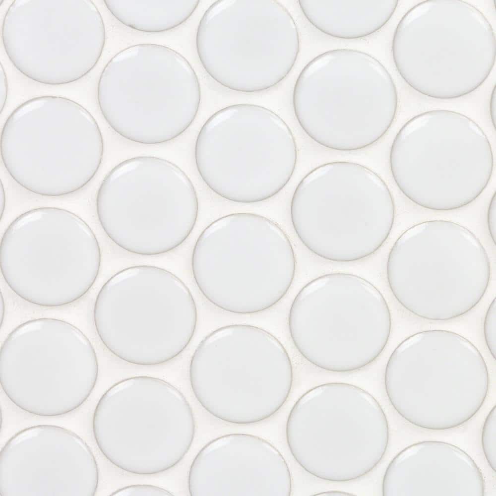 Bliss Penny White 3 in. x 0.24 in. Polished Porcelain Floor and Wall Mosaic Tile Sample price history on PriceWatchPro