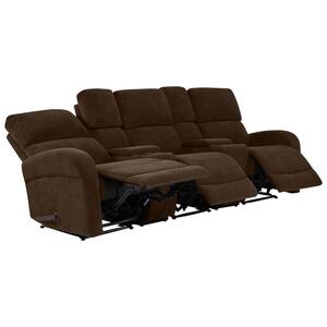 Chocolate Brown Chenille 3-Seat Recliner Sofa with Storage Console and USB Ports