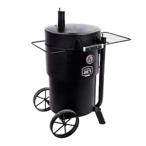 Bronco Charcoal Drum Smoker Grill in Black with 284 sq. in. Cooking Space