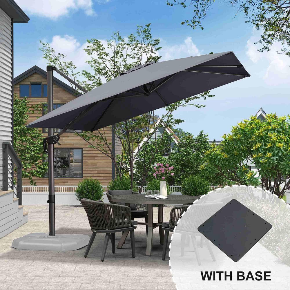 9 ft. Square Aluminum Outdoor Patio Cantilever Umbrella Offset 360-Degree Rotation Umbrella with Base Plate, Gray price history on PriceWatchPro