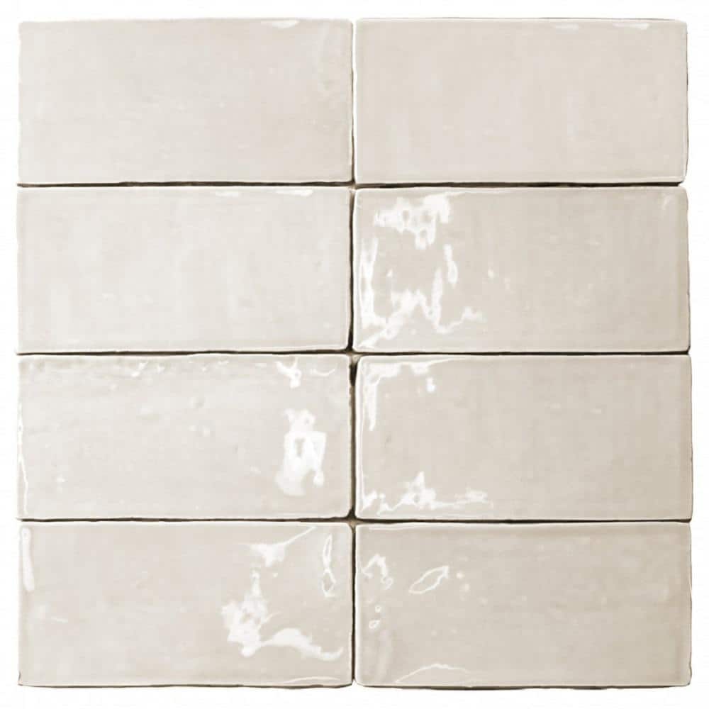 Messi 3" x 6" Polished White Ceramic Subway Wall Tile