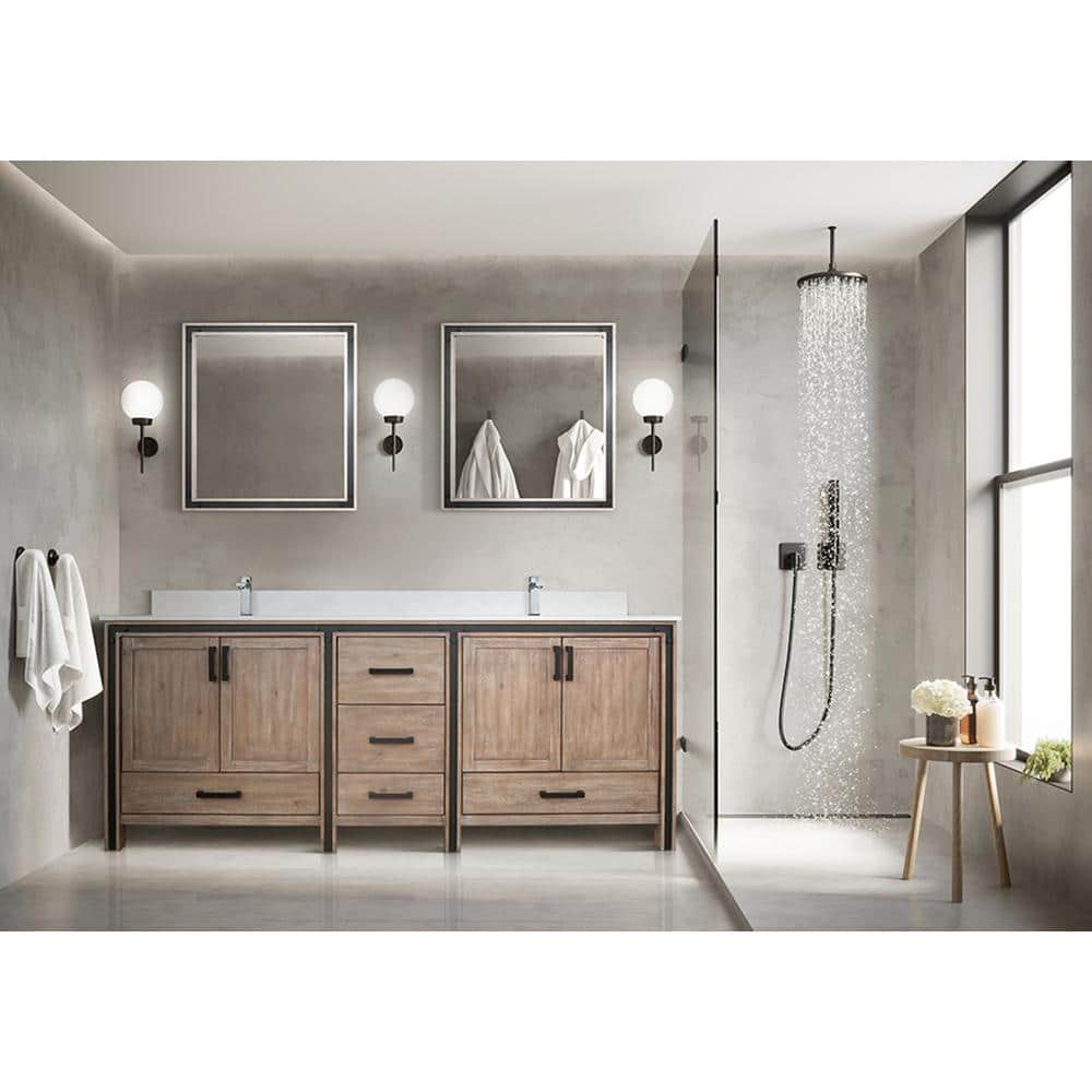 Ziva 84" Rustic Barnwood Double Freestanding Vanity Cabinet