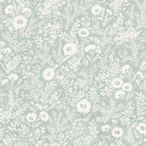 Agathon Seafoam Floral Matte Pre-pasted Paper Wallpaper
