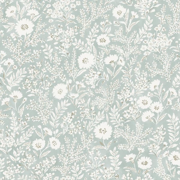 Chesapeake Blue Agathon Seafoam Floral Wallpaper Sample