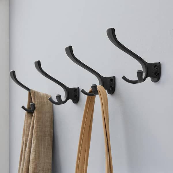 Decortie Modern Leny Unique Metal Black Triple Hooks for Hanging