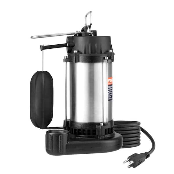 0.5HP Submersible Sewage Pump Cast Iron Water Pump with 24 ft. Lift 10 ft. Power Cord for Clean Flooded Basement