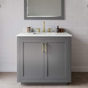 Miranda 36 in. W x 22 in. D x 33.75 in. H Single Bath Vanity in Dark Gray with Giotto Quartz Top