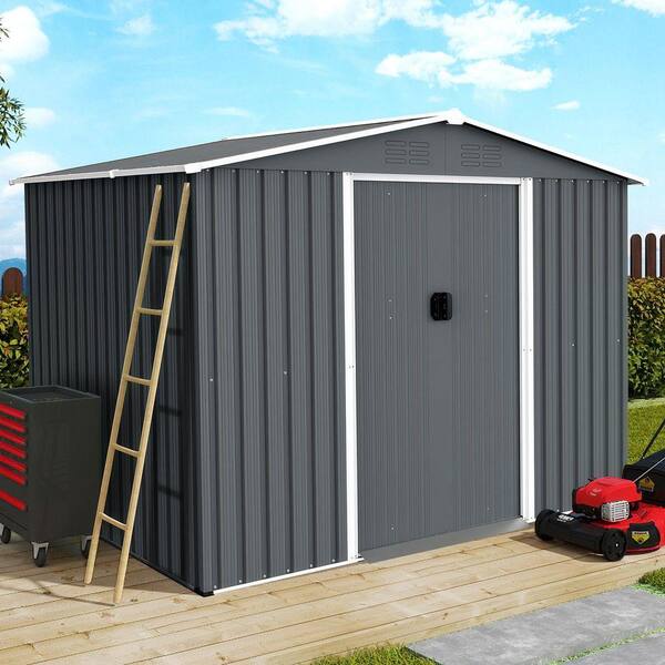 ToolCat 8 ft. x 6 ft. Outdoor Metal Storage Shed Tool Home with