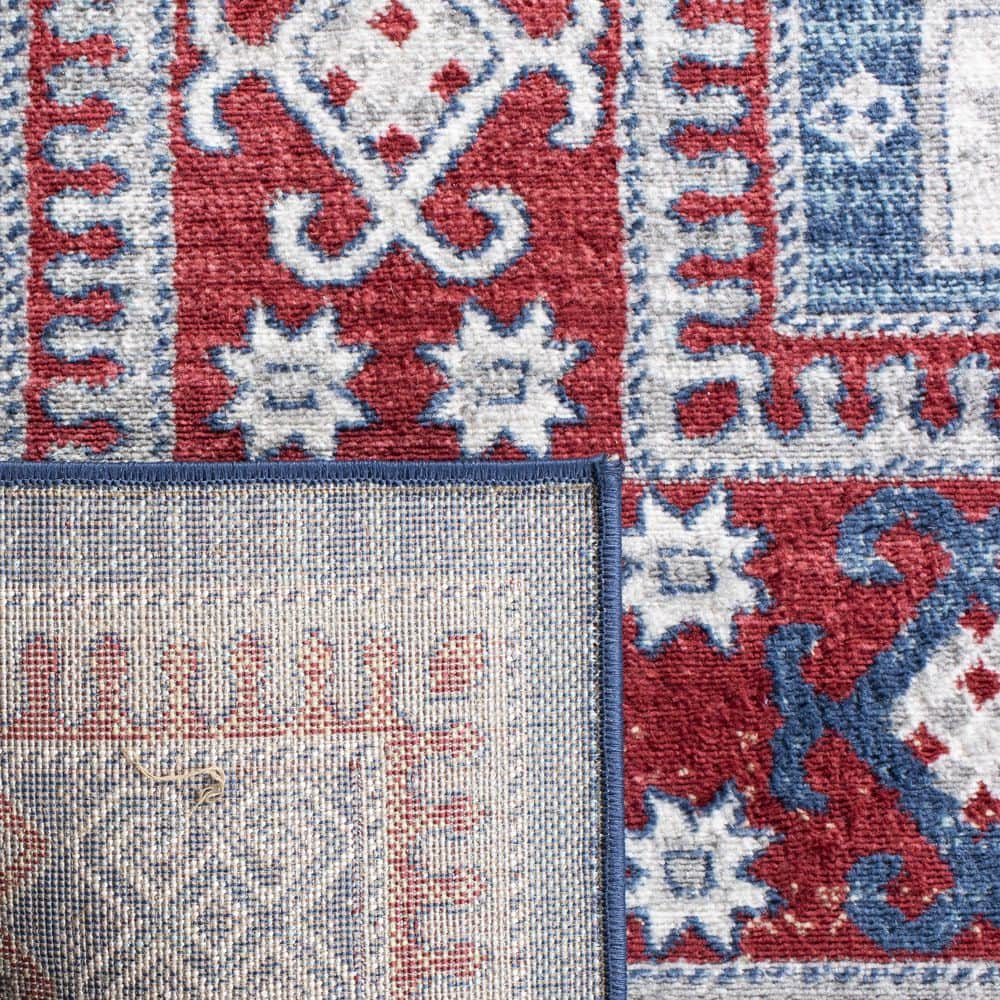 Palatial Red & Blue Traditional Kazak Round Rug, 9' x 12'