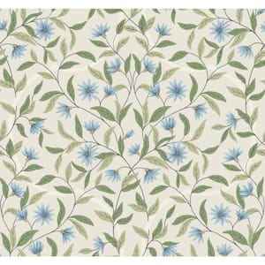 Jasmine Cornflower Multi-Colored Matte Pre-pasted Paper Wallpaper 60.75 sq. ft