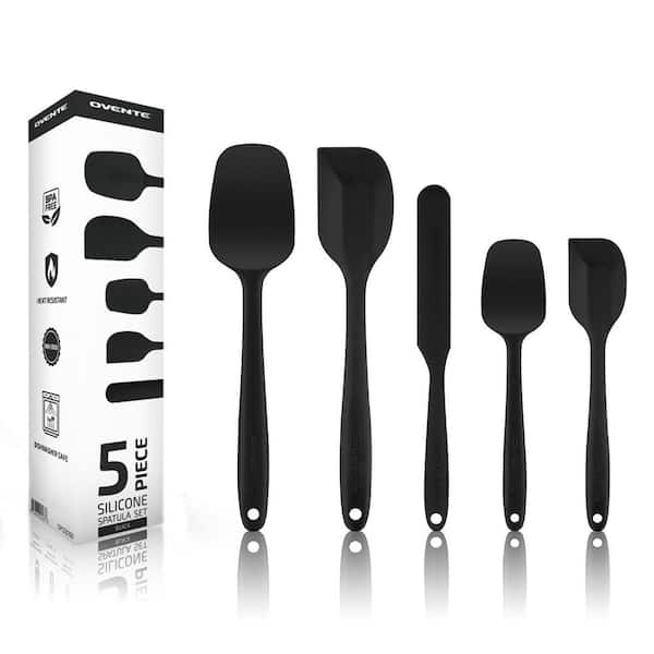 OVENTE Black Non-Stick Silicone Spatula Set with Heat Resistant & Stainless  Steel Core, Set of 5 SP12305B - The Home Depot