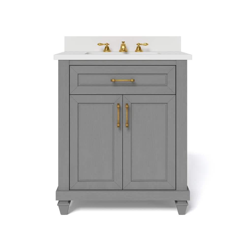 Home Decorators Collection Grovehurst 30 In W X 345 In H Bath Vanity In Antique Grey With Engineered Stone Vanity Top In White With White Basin Hdc30dgv The Home Depot