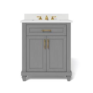 Grovehurst 30 in. W x 34.5 in. H Bath Vanity in Antique Grey with Engineered Stone Vanity Top in White with White Basin