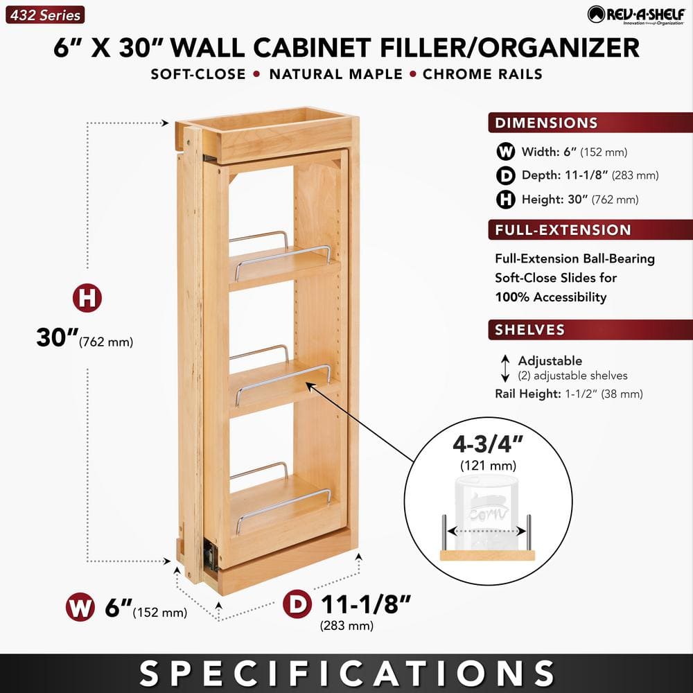 Maple Wood Base Cabinet Organizer with Stainless Steel Utensil Bin