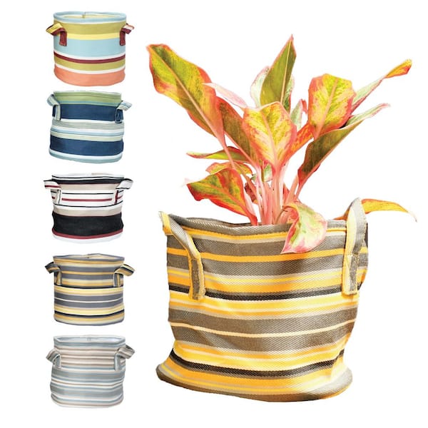 MPG Boho 7.5 in Dia Yellow Multi-Color Fabric Planter with Liner