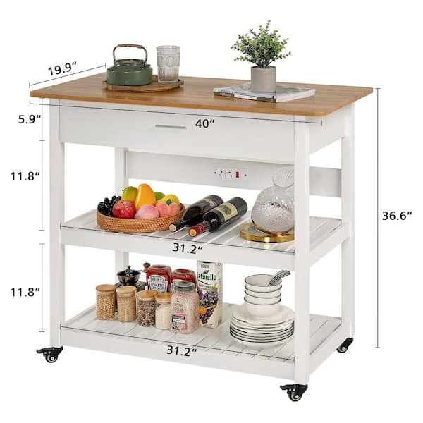 VECELO Kitchen Island Cart on Wheels, 40 in. Rolling Utility Cart