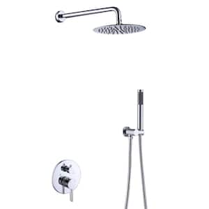 Single Handle 2-Spray 10 in. Round Shower Faucet 2 GPM with High Pressure in Polished Chrome (Valve Included)
