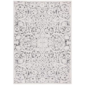 Cabana Ivory/Gray 3 ft. x 5 ft. Medallion Striped Indoor/Outdoor Patio  Area Rug