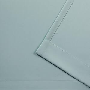 Sateen Seafoam Solid Woven Room Darkening Grommet Top Curtain, 52 in. W x 96 in. L (Set of 2)