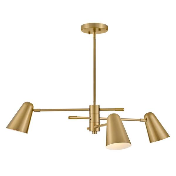 LARK - Birdie 3-Light Lacquered Brass Tier Chandelier