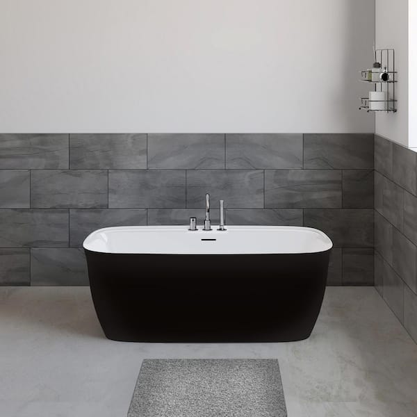 Panya 63 in. x 31.5 in. Soaking Bathtub with Middle Drain in Black/Matte