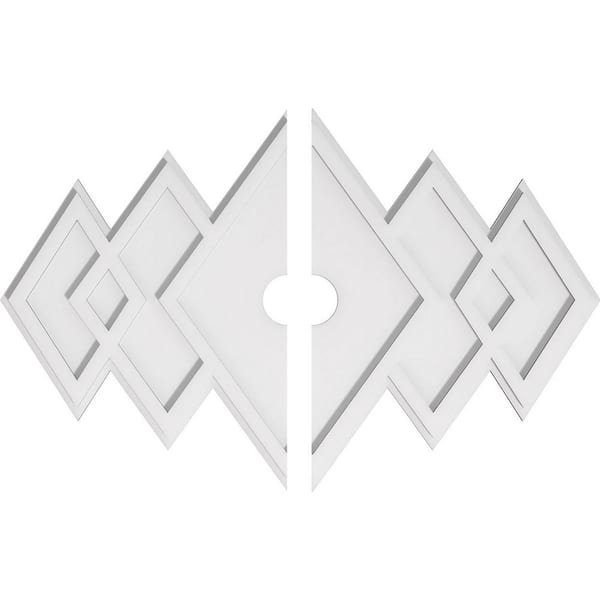 Ekena Millwork 34 in. W x 22-5/8 in. H x 3 in. ID x 1 in. P Zoe Architectural Grade PVC Contemporary Ceiling Medallion (2-Piece)