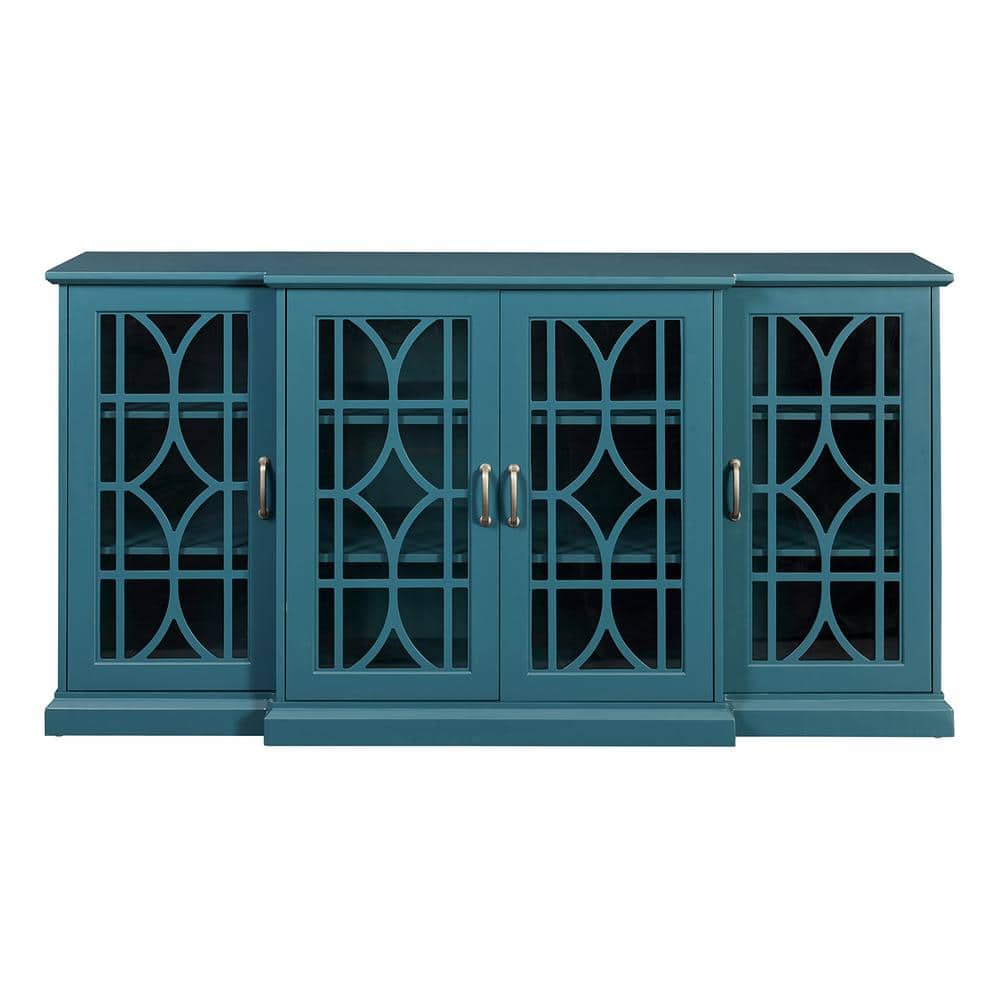62.68 in. W x 15.67 in. D x 34.06 in. H Teal Blue Linen Cabinet Sideboard w