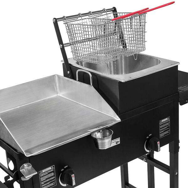 Griddle with deep clearance fryer